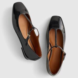 Madewell Black Patent T-Strap Flats